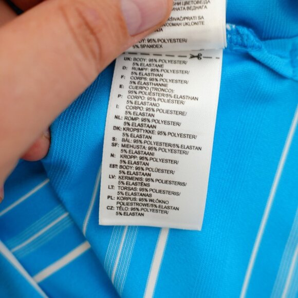 Adidas Puremotion Teal Striped Large Collared Polo Shirt‎ Short Sleeve Polyester - Picture 12 of 12